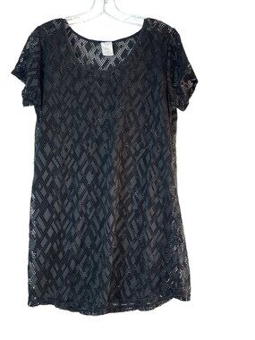 Alexa & Stella Womens Top Sheer Swim Cover-up Black Size 2X